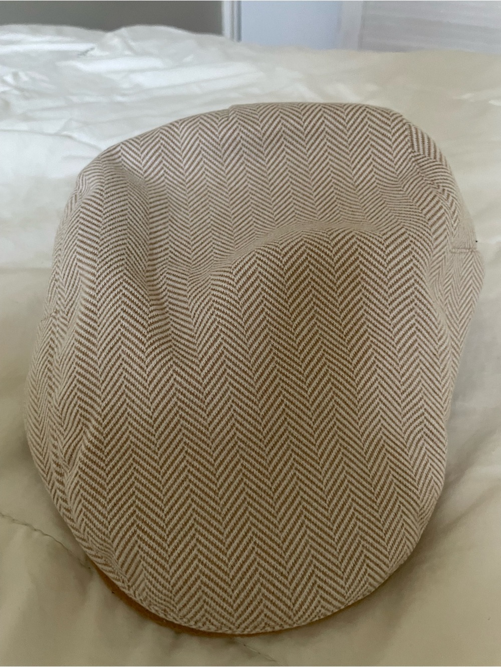 Neutral Herringbone Hat - Cream